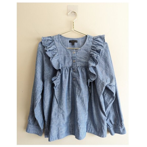 Women's Blue Ruffle Top - Picture 3 of 7